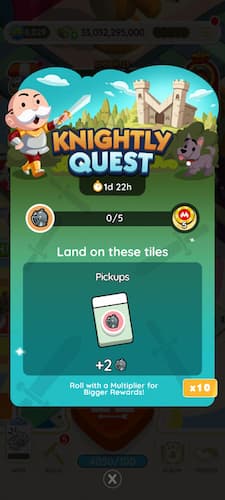 Mr. Monopoly and Scottie on Knightly adventure in Monopoly GO