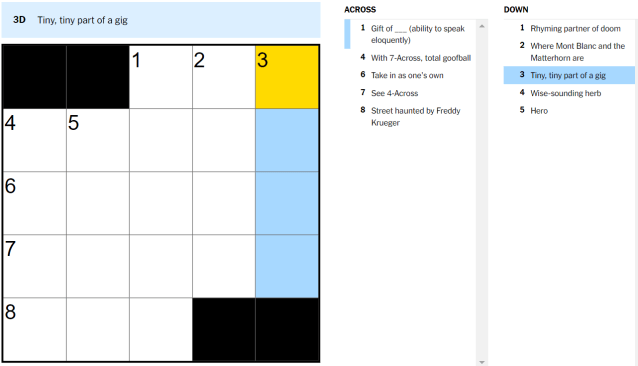 NYT Mini July 29 blank crossword