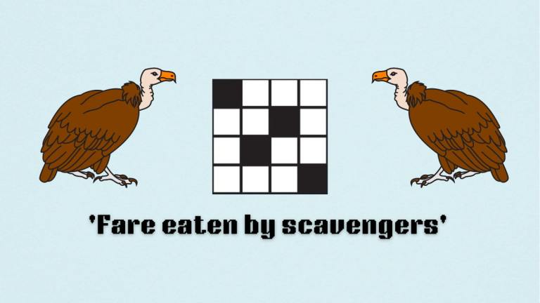 Picture showing the 'Fare eaten by scavengers' NYT Mini Crossword clue.