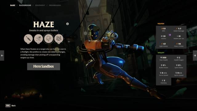 An image of Haze from Deadlock. This character is wearing an orange suit and can turn invisible, keeping their face disguised behind a mask.