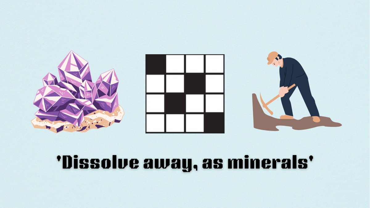 Picture showing the'Dissolve away, as minerals' clue cover in NYT Mini Crossword.