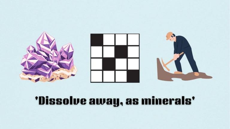 Picture showing the'Dissolve away, as minerals' clue cover in NYT Mini Crossword.