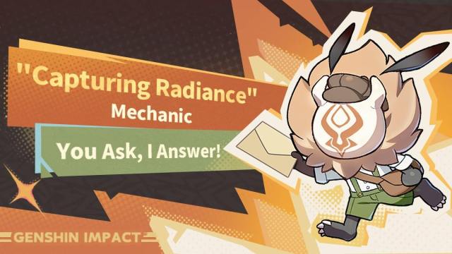 Hilichurl running with a letter for the Capturing Radiance Mechanic in Genshin Impact.