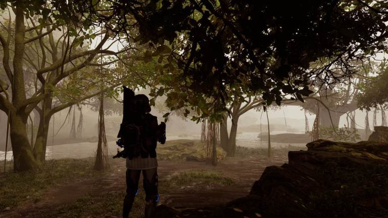 The First Descendant Viessa is standing in Echo Swamp