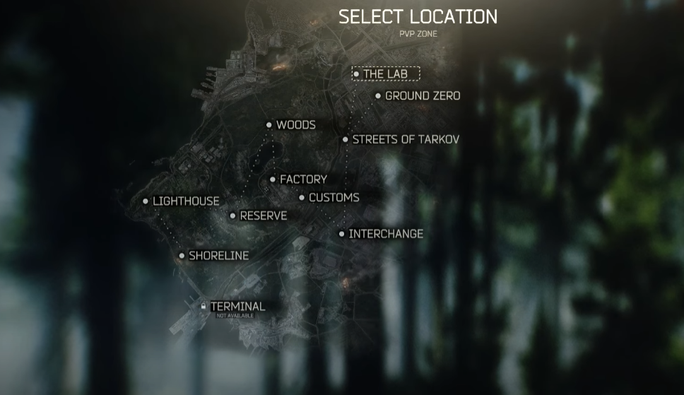 Transit directions for map to map travel in Escape from Tarkov.