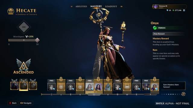 A Hecate skin shown in the Smite 2 Ascension Pass.