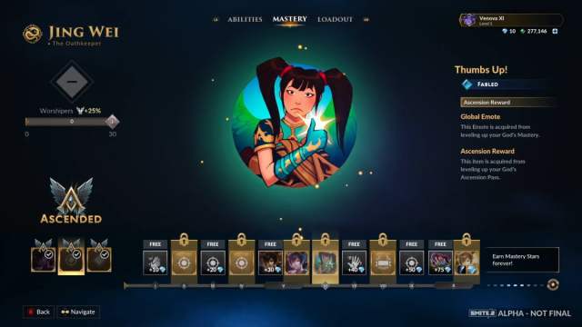 An emote from Jing Wei's Ascension Pass in Smite 2.