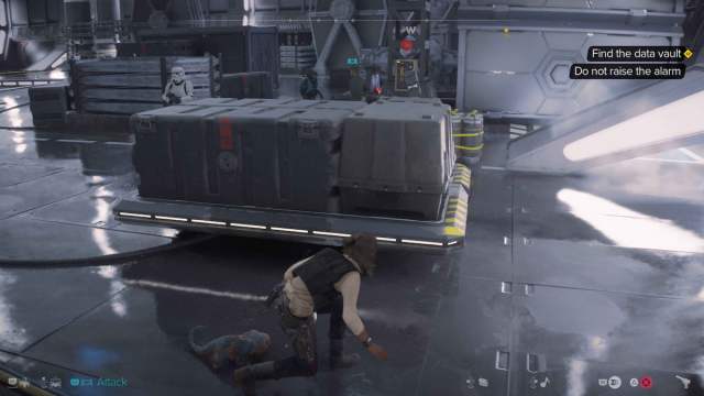 Hide behind the load lifter in Star Wars Outlaws