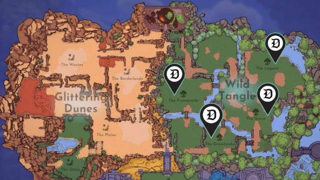 Bamboo locations marked on a map in Disney Dreamlight Valley.