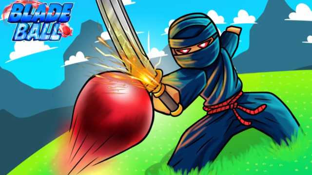 A ninja hitting a ball in Blade Ball.