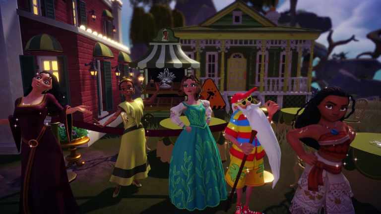 Villagers gathered for Tiana's resturant and stall grand opening in Disney Dreamlight Valley.