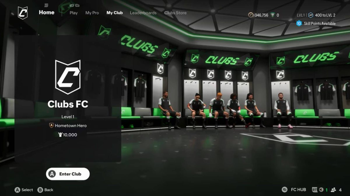 a player's pro clubs team dressing room in ea fc 25