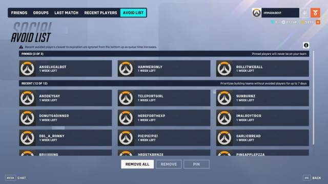 OW2 new Avoid list in season 12 for competitive play