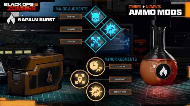 Napalm Burst Minor and Major augments in BO6 Zombies