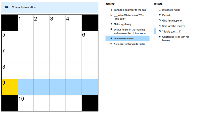 The Aug. 16 Mini Crossword puzzle