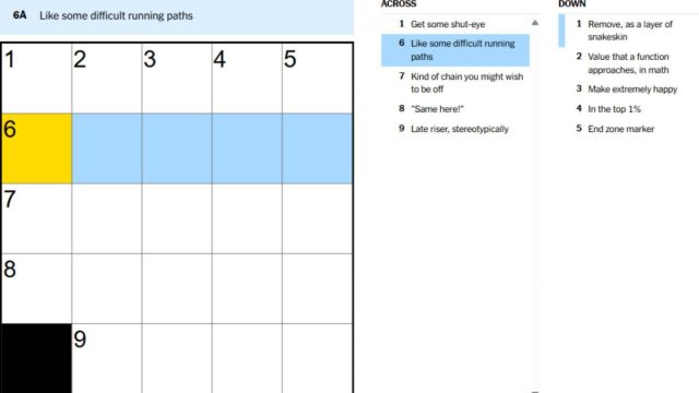 nyt clue for like some difficult running paths