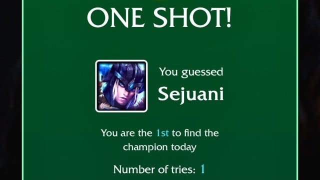 The one-shot message for the LoLdle Aug. 5 quote with an icon of Sejuani and her name.