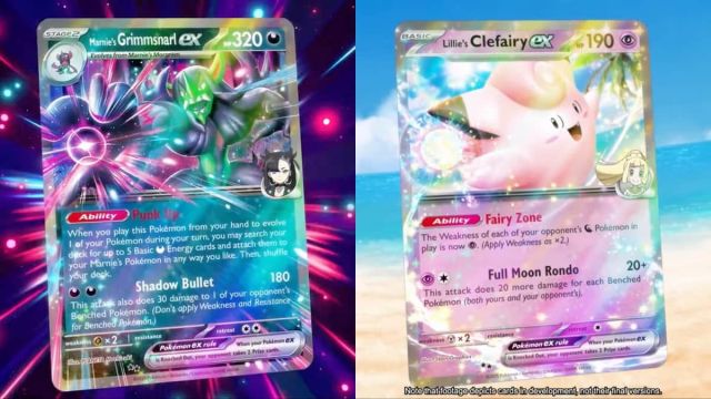 Marnie's Grimmsnarl ex and Lillie's Clefairy ex in teasers for the new Pokémon set.