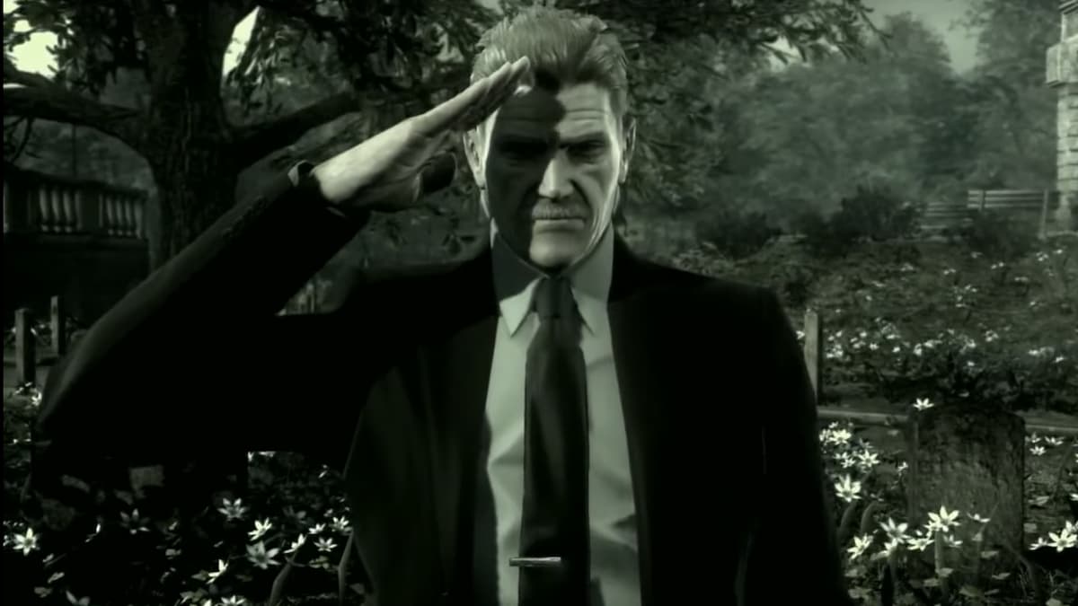 Snake from Metal Gear Solid 4 saluting.