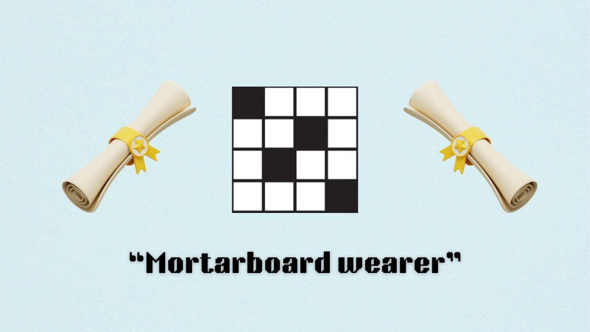 two diplomas next to a crossword puzzle above the clue mortarboard wearer from the aug. 9 nyt mini crossword puzzle.