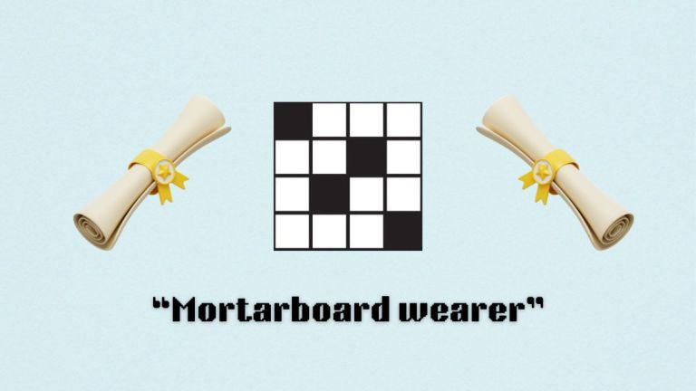 two diplomas next to a crossword puzzle above the clue mortarboard wearer from the aug. 9 nyt mini crossword puzzle.