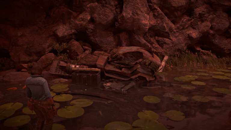 Kay looking at the crashed speeder in Star Wars Outlaws