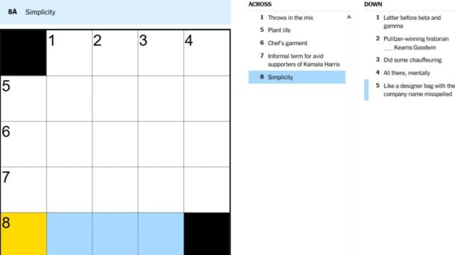 crossword clue for nyt times mini crossword simplicity puzzle