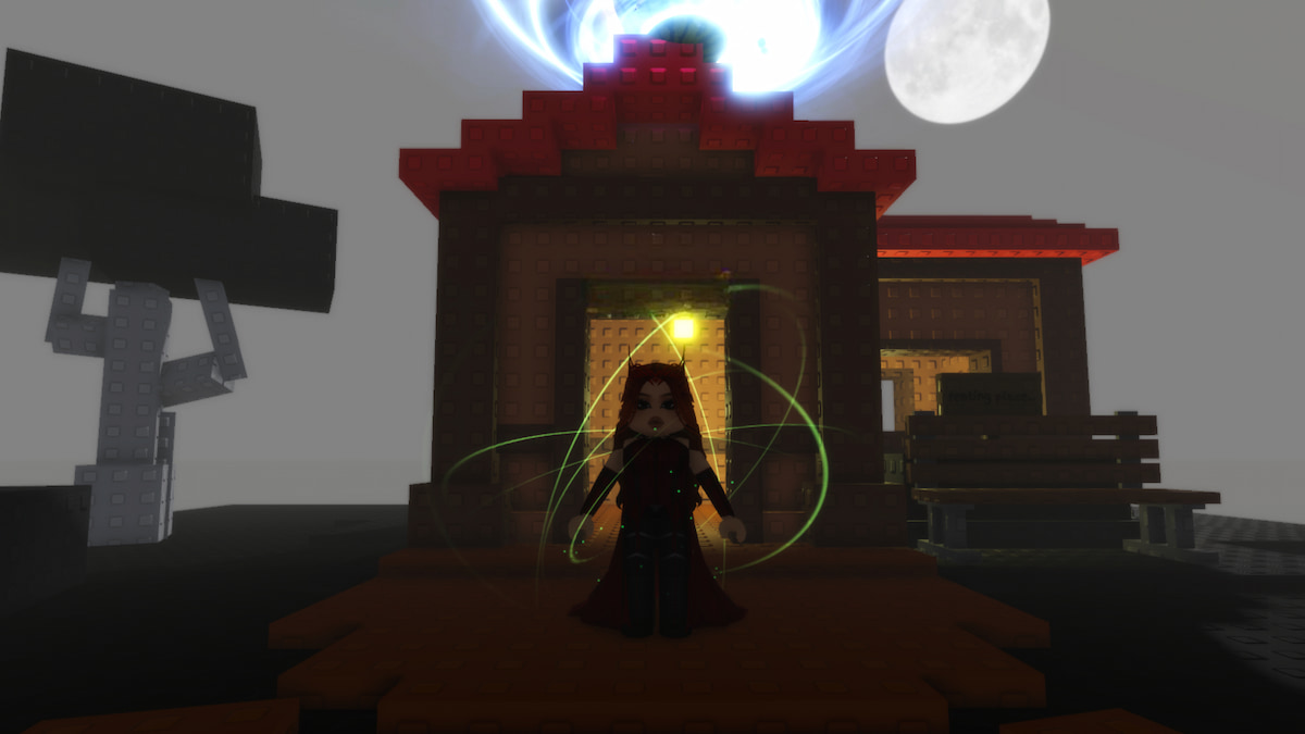 Standing in front of a house in Roblox Sol's RNG.