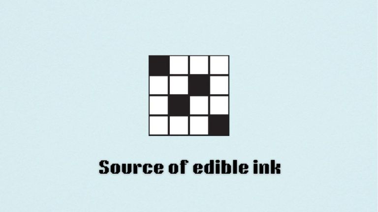 Blank crossword with "source of edible ink" written below it