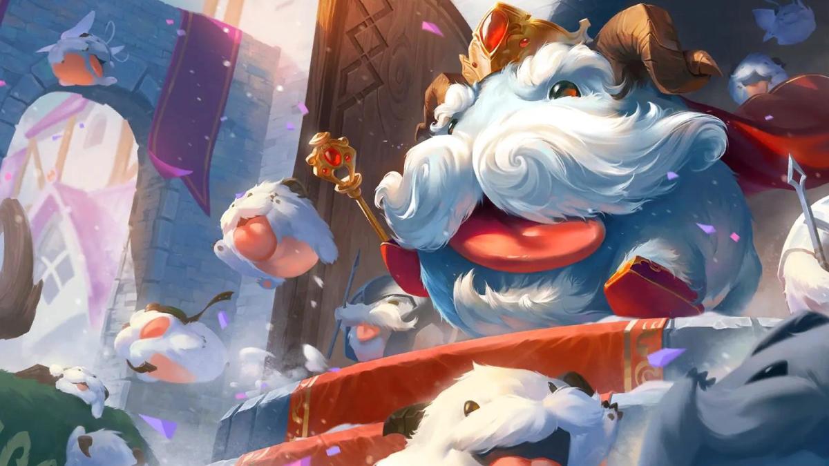 The Poro king orders his other leaping Poros out into the snow in League of Legends.