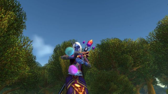 World of Warcraft Alchemy character in a forest.