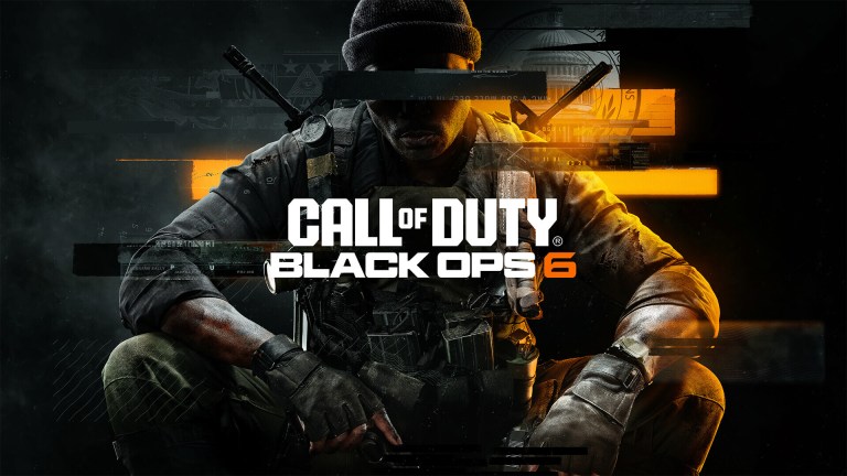 Promotional art for Call of Duty Black Ops 6, showing the game's logo atop a shadowy figure sitting down