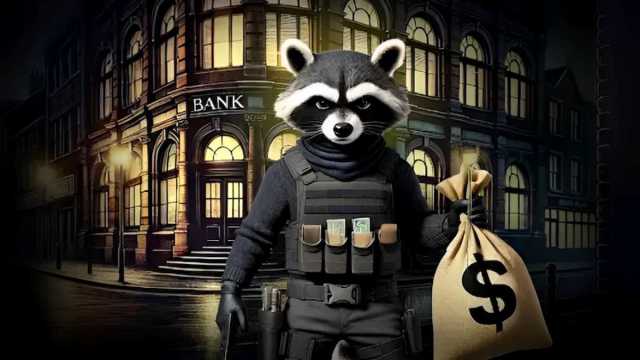 Picture showing a Bitlife player wearing the furry suit and robbing the bank.