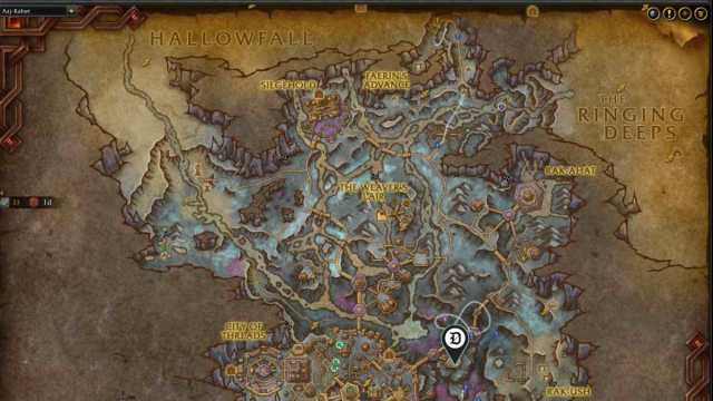 Map of Azj-Kahet and location of the Blood Tower in WoW The War Within.