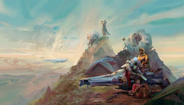 Concept Art for Codename: Frontiers (possibly including Codename Apollo) shows three guardians seemingly camping on a hill.