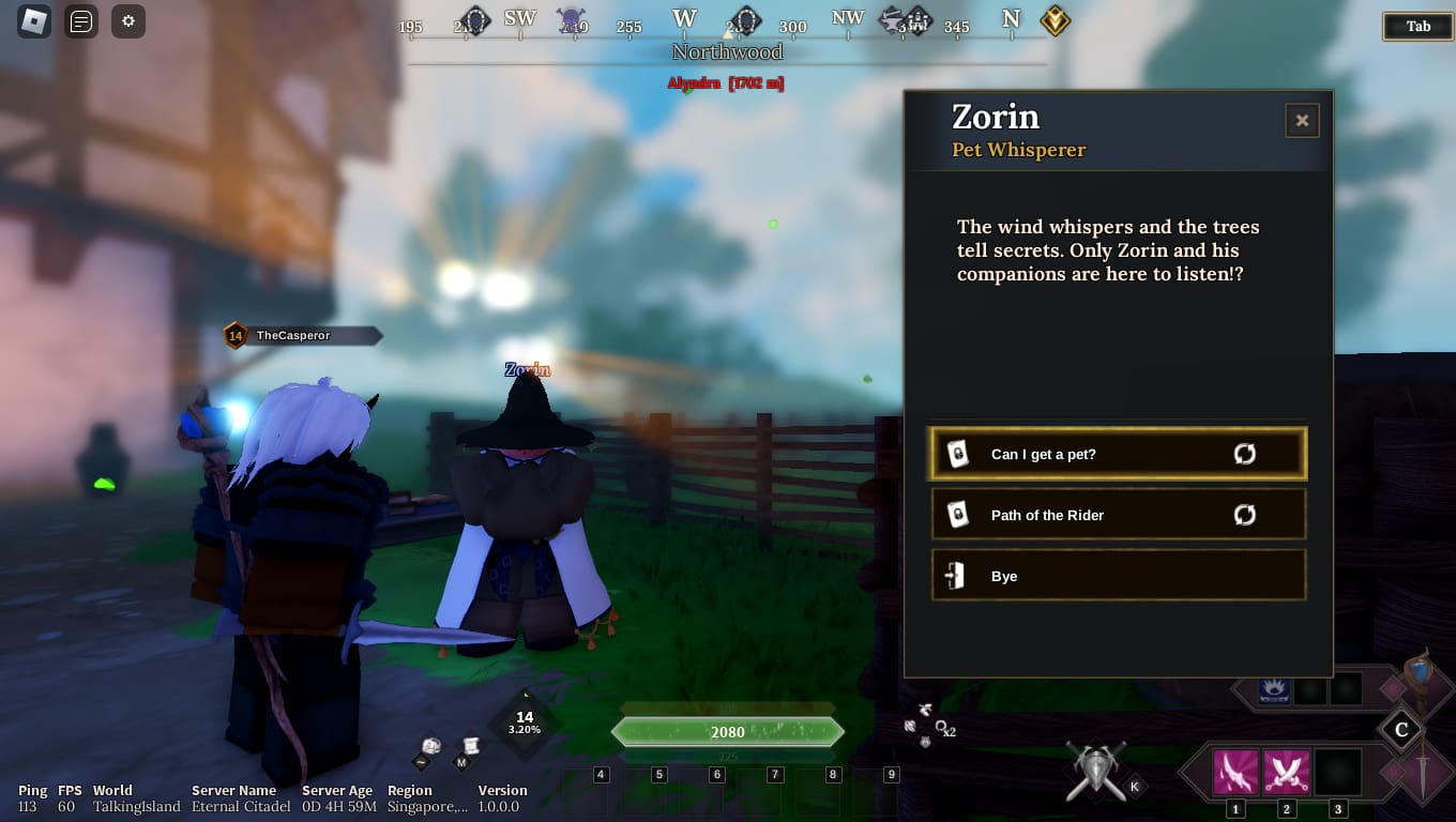 Picture showing the in-game Zorin quests to get mounts in Devas of Creation.