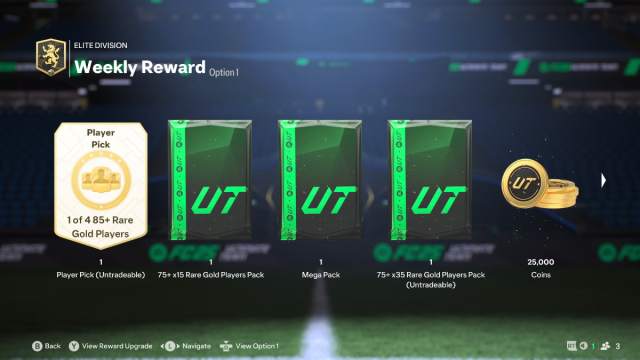 An overview of the rewards from the Elite Division in EA FC 25 Rivals.