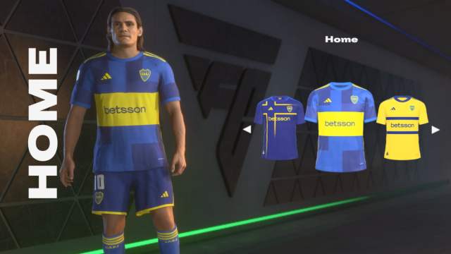 An overview of the Boca Juniors home kit in EA FC 25.