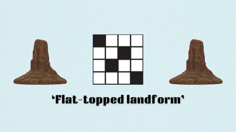 Picture showing the Flat-topped landform clue in NYT Mini Crossword.