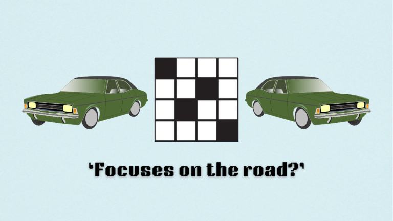 Picture showing the Focuses on the road clue cover in NYT Mini Crossword