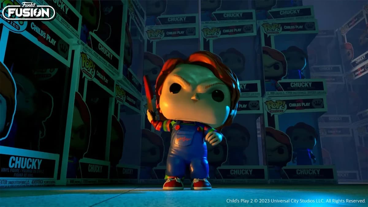 An image of the Chucky Funko in the game Funko Fusion, wielding his classic dagger.