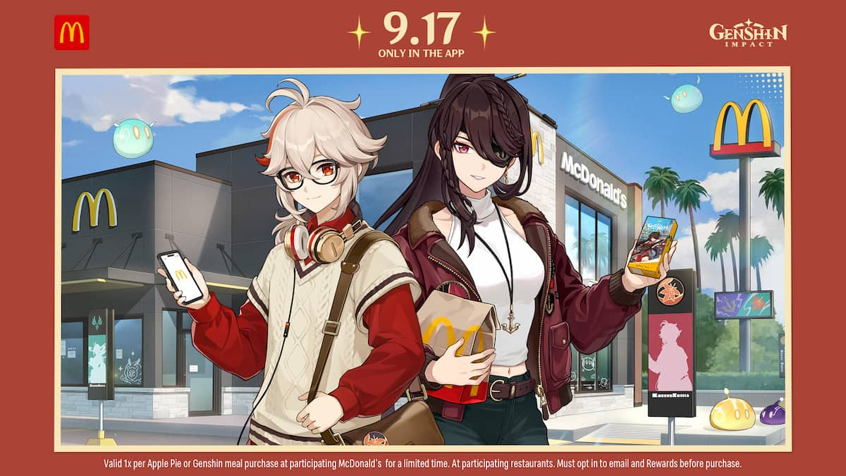 An image of Beidou and Kazuha shopping at McDonald's.