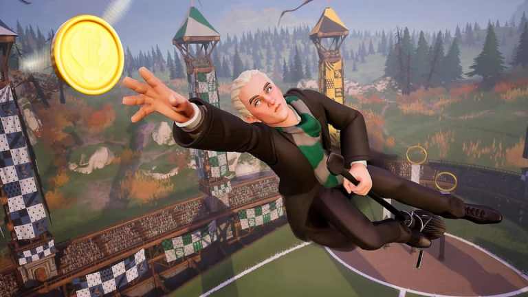 Picture showing Malfoy chasing the gold currency in Harry Potter Quidditch Champions.