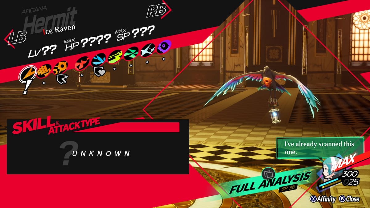 Ice Raven's weaknesses in Persona 3 Reload's Episode Aigis, visualized.