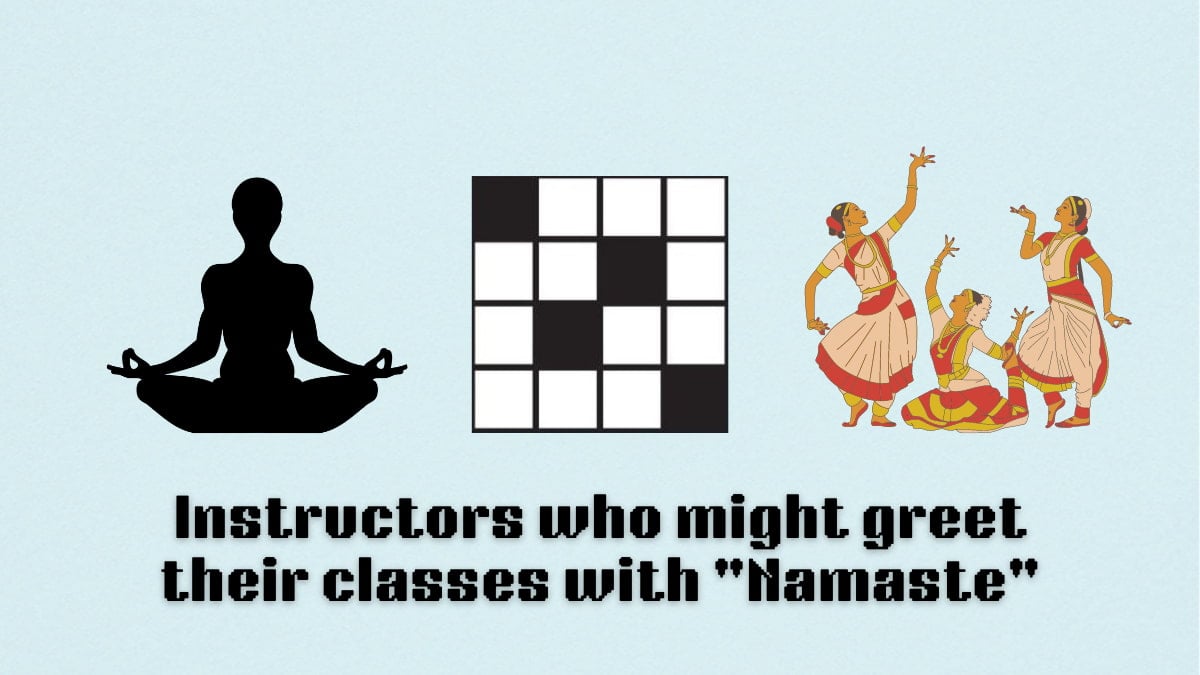 Picture showing the 'Instructors who might greet their classes with Namaste clue cover in NYT Mini Crossword.