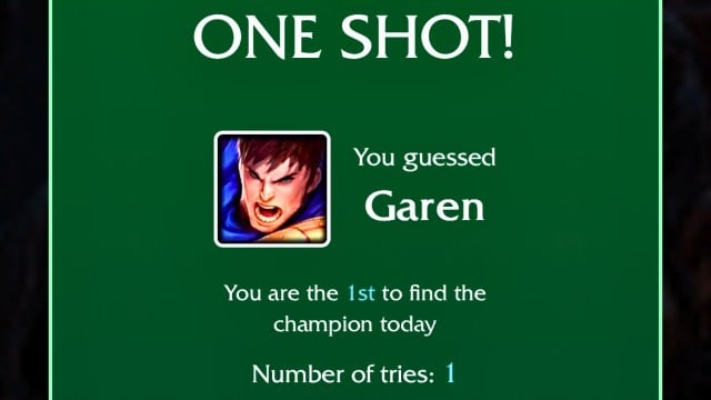 An image of Garen along with the success message for solving the LoLdle quote for Sept. 10