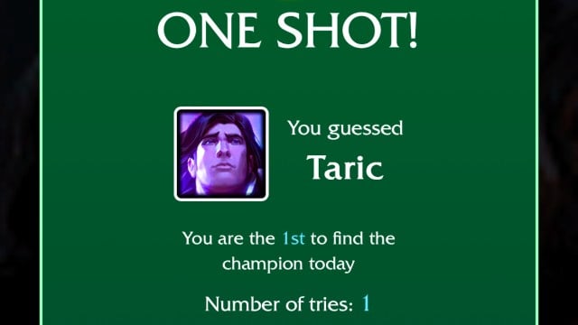 A picture of Taric alongside the success message for the Sept. 19 LoLdle quote