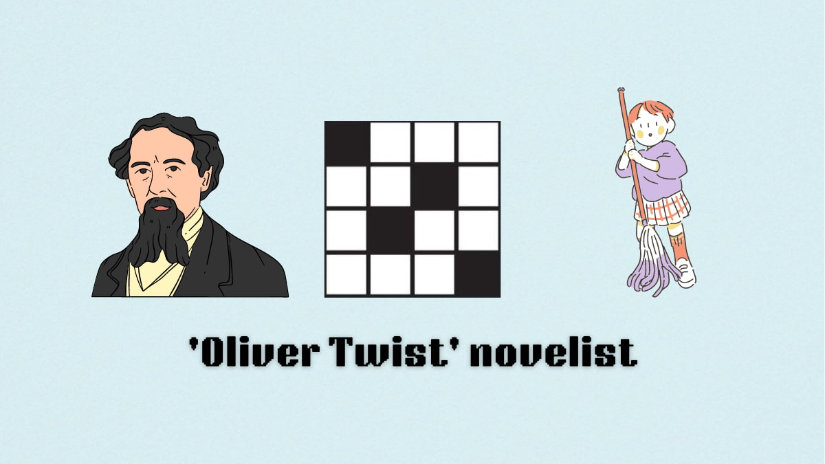 Picture showing the Oliver Twist novelist cover clue in NYT Mini Crossword.