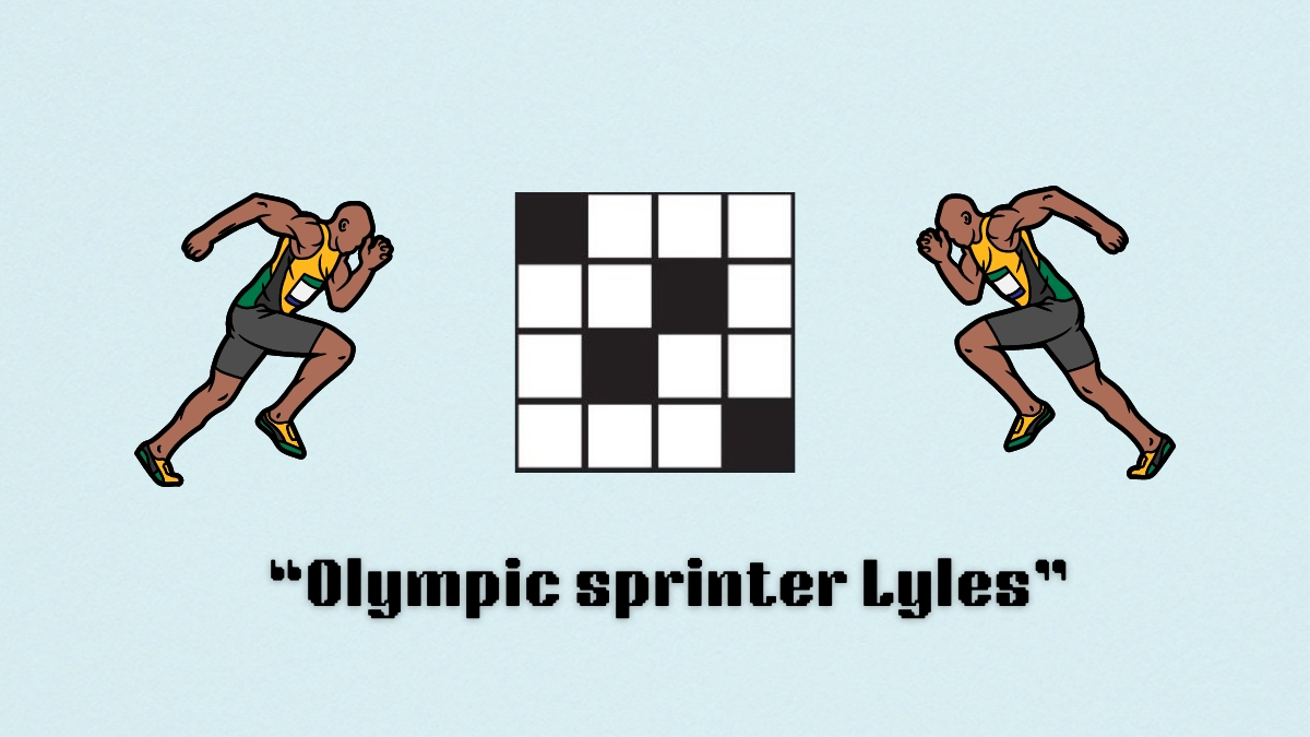 A man sprinting above the clue, olympic sprinter lyles, from the nyt mini crossword puzzle