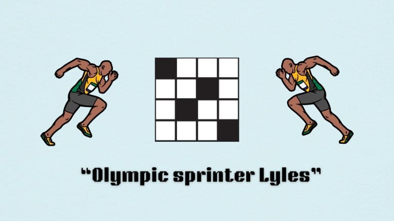 A man sprinting above the clue, olympic sprinter lyles, from the nyt mini crossword puzzle